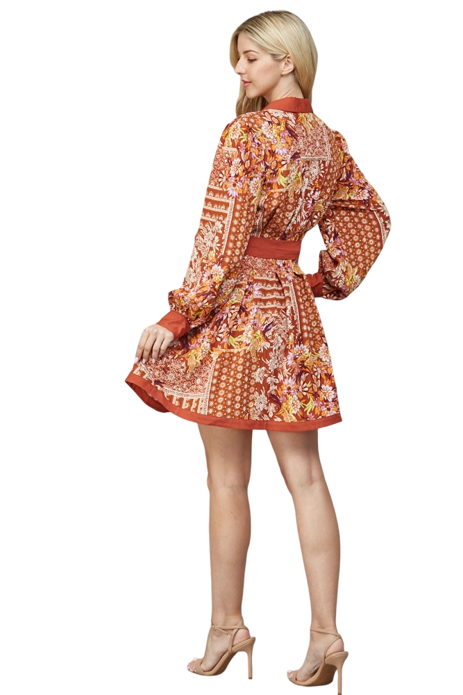 Apparel-Fate Button Down Binding Shirt Mini Dress