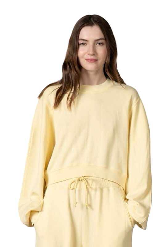 Apparel- La Biz Luxury Mineral Washed Cropped Top and Wide Leg Sweatsuit Set