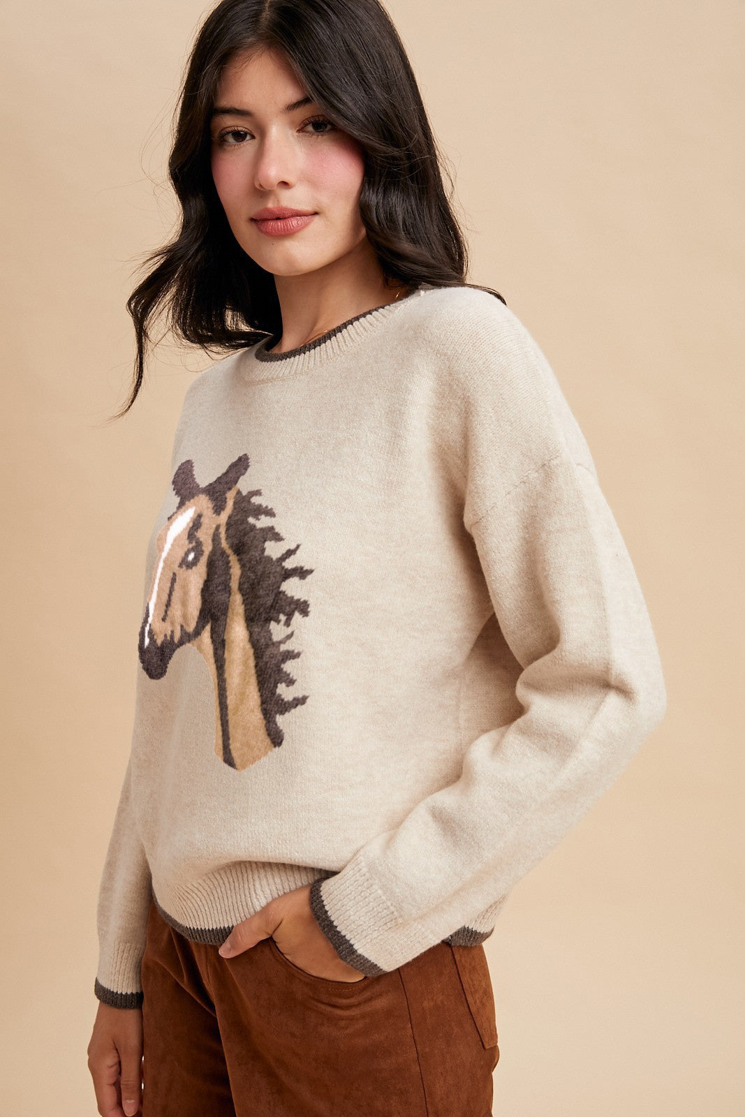 Apparel- Anniewear  Horse Face Jacquard Sweater