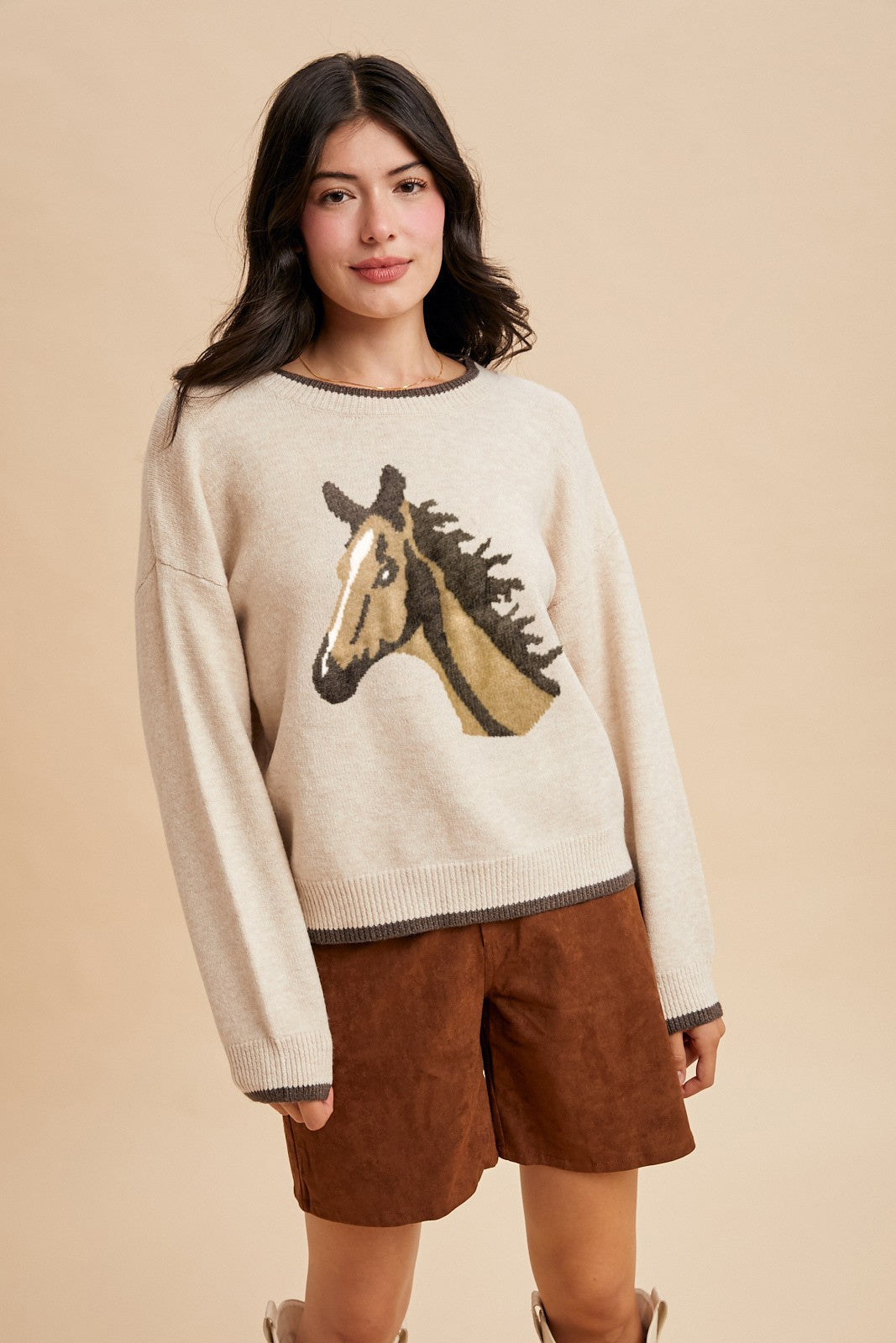Apparel- Anniewear  Horse Face Jacquard Sweater