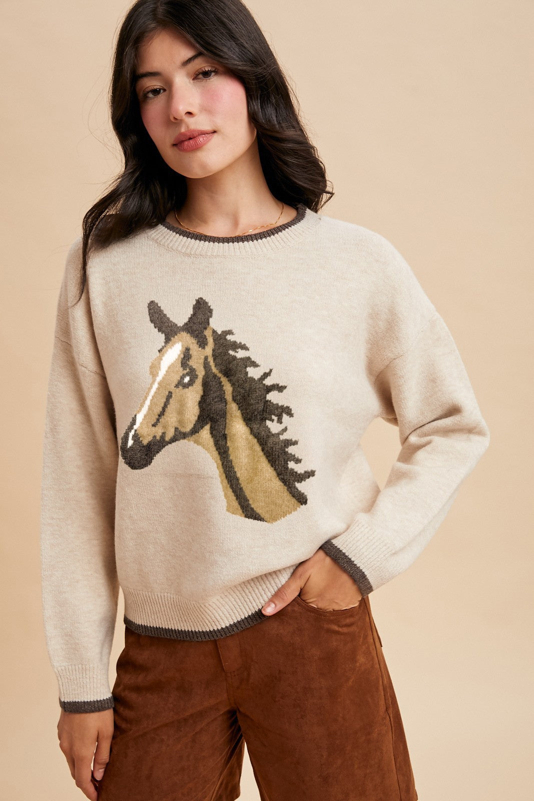 Apparel- Anniewear  Horse Face Jacquard Sweater