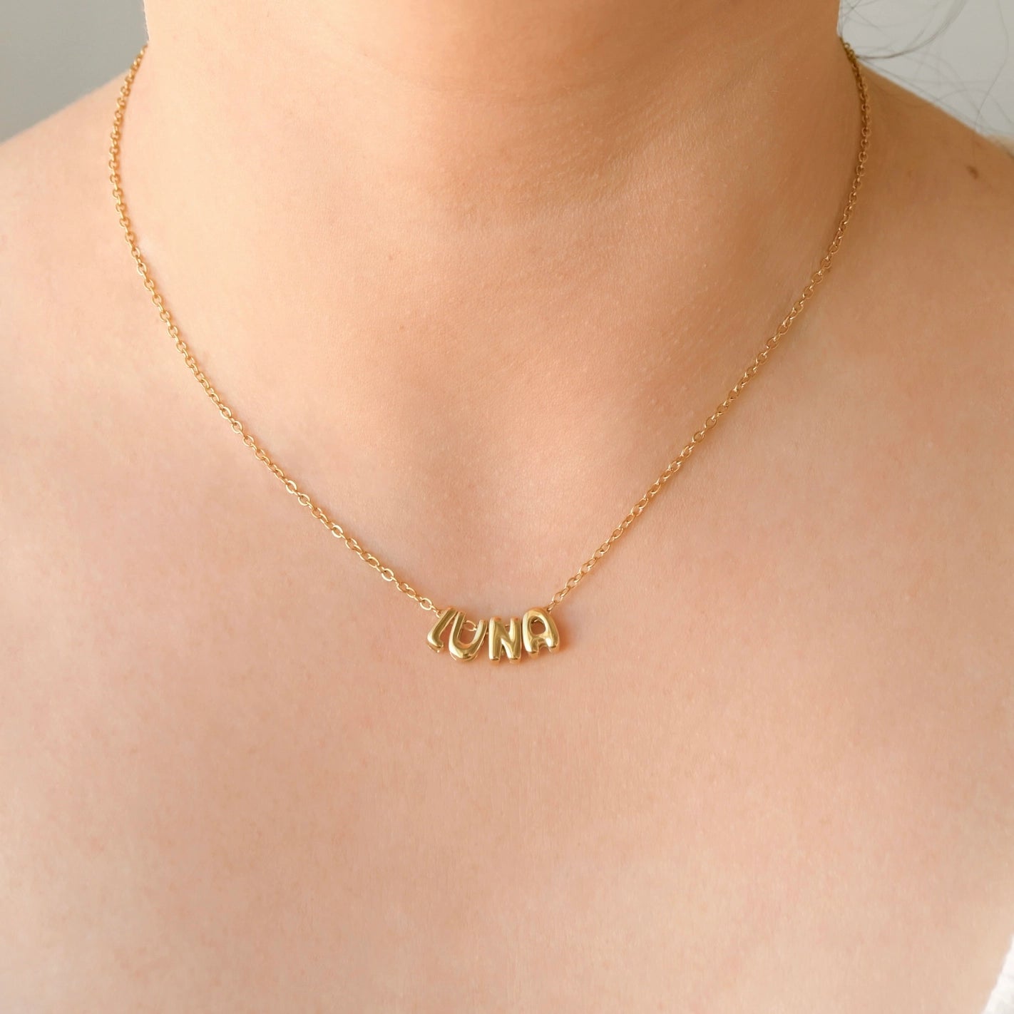 Necklaces- Custom Small Bubble Name Necklace