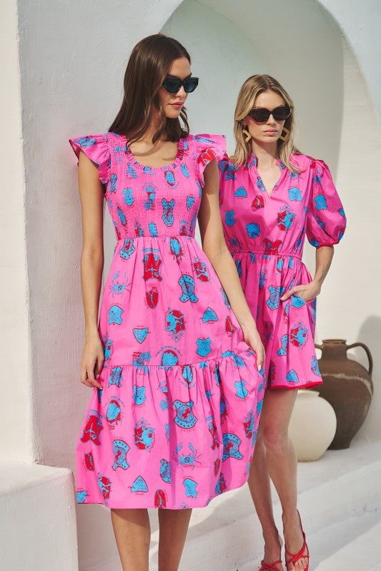 Sugarlips Glare Smocked Tiered Midi Dress Zodiac