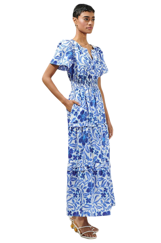 Apparel- Sugarlips Celeste Floral Palmer Poplin Tiered Maxi Dress