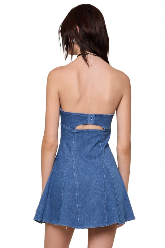 Sky to Moon Strapless Hook and Eye Denim Mini Dress