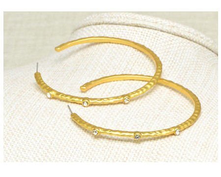 Earrings- M&E Bling Gold CZ Large Hoops