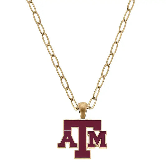 Necklaces- Canvas A&M Aggies Enamel Pendant