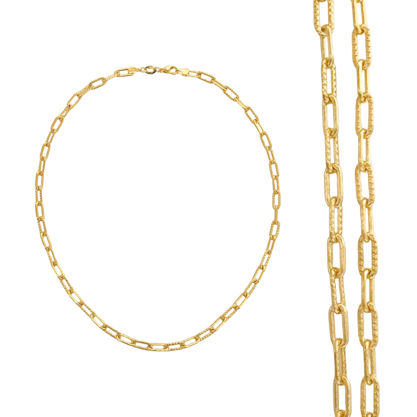 Necklaces- M&E Bling Gold Filled Twist Paperclip Chain 864nk029