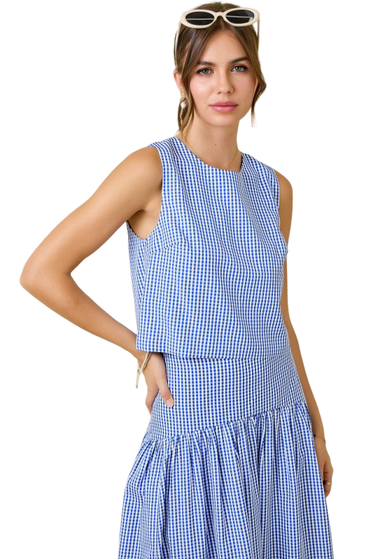 Day+Moon Gingham Scoop Neck Sleeveless Top