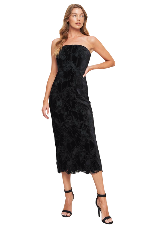 Apparel- Flying Tomato Woven Velvet Lace Midi Dress