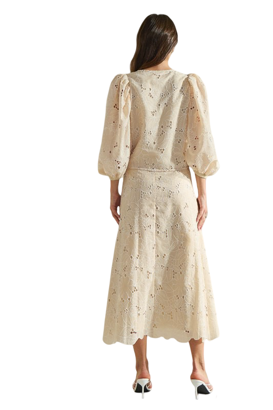 Apparel- Able Floral Eyelet Embroidered Skirt