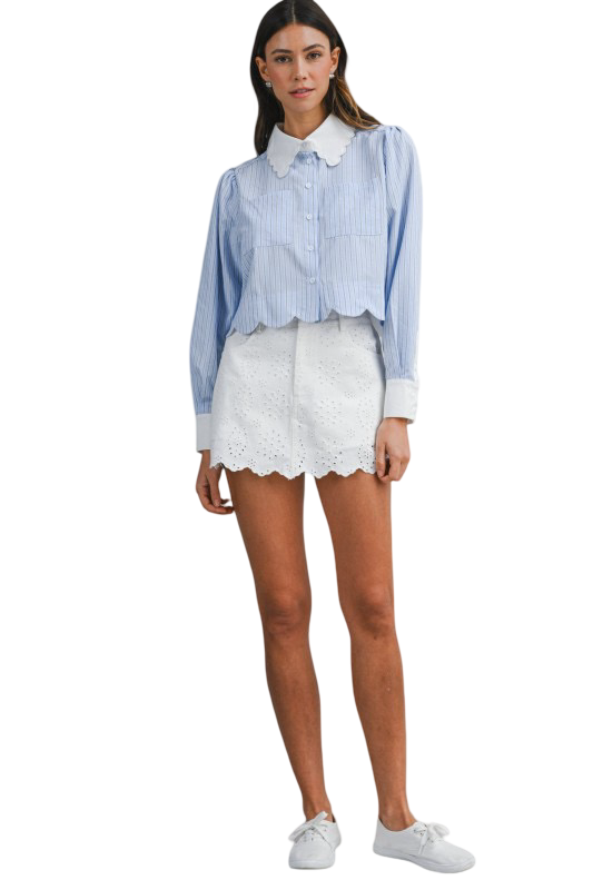 Apparel- Mable Eyelet High Waist Micro Mini Skirt Skort