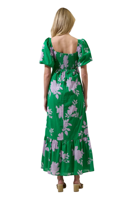 Sugarlips Zama Floral Puffed Sleeve Maxi Dress