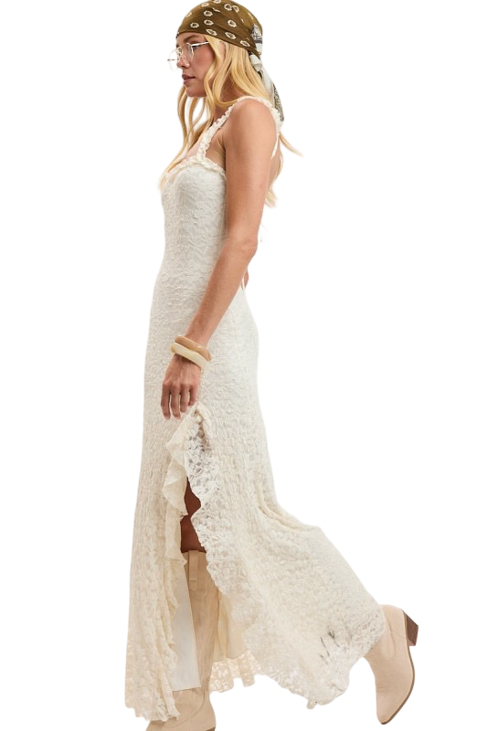 Sky to Moon All Over Lace Side Slit Maxi Dress