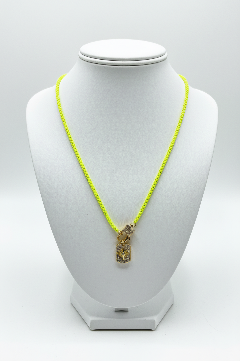 Melania Clara Mariluz Gold Necklace Neon Yellow