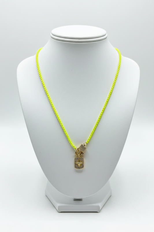 Melania Clara Mariluz Gold Necklace Neon Yellow