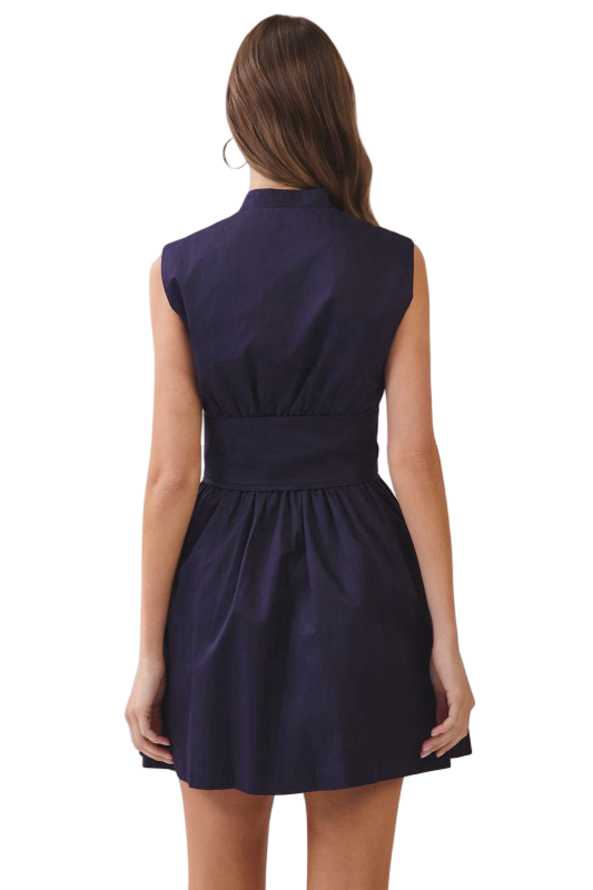 TCEC Sleeveless Fit and Flare Waist Belt Mini Dress