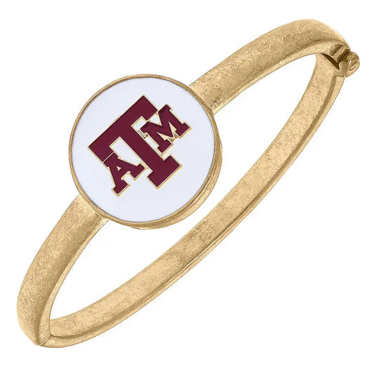 Bracelets- Canvas Game Day Texas A&M Statement Enamel Bangle in Worn Gold