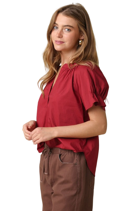 Olivaceous Hylee Ruffle Sleeve Peasant Blouse Top