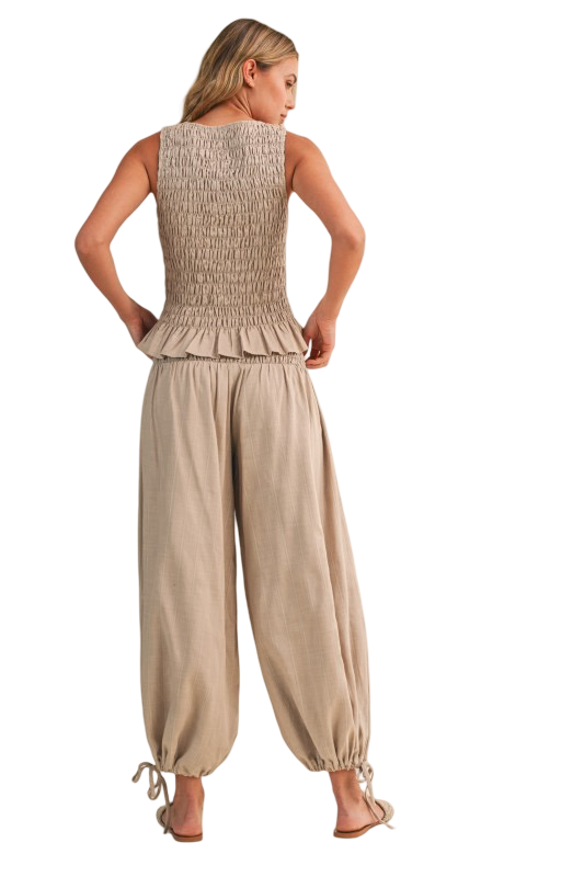 Klesis Button Front Smocked Top with Pants Set