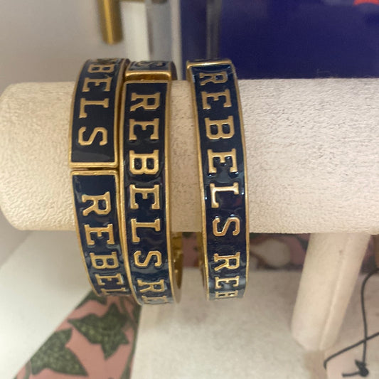 Bracelets- Canvas Game Day Ole Miss Enamel Rebels Hinge Bangle