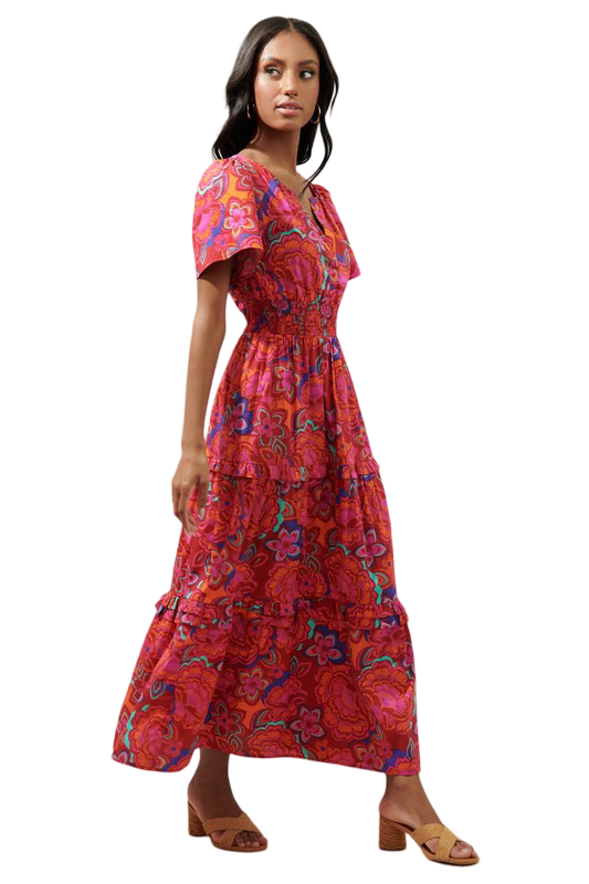 Apparel- Sugarlips Raveena Floral Palmer PoplinTiered Maxi Dress
