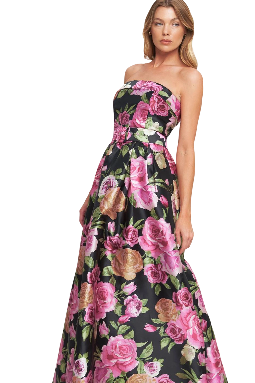 Apparel- Flying Tomato Strapless Floral Holiday Maxi Dress