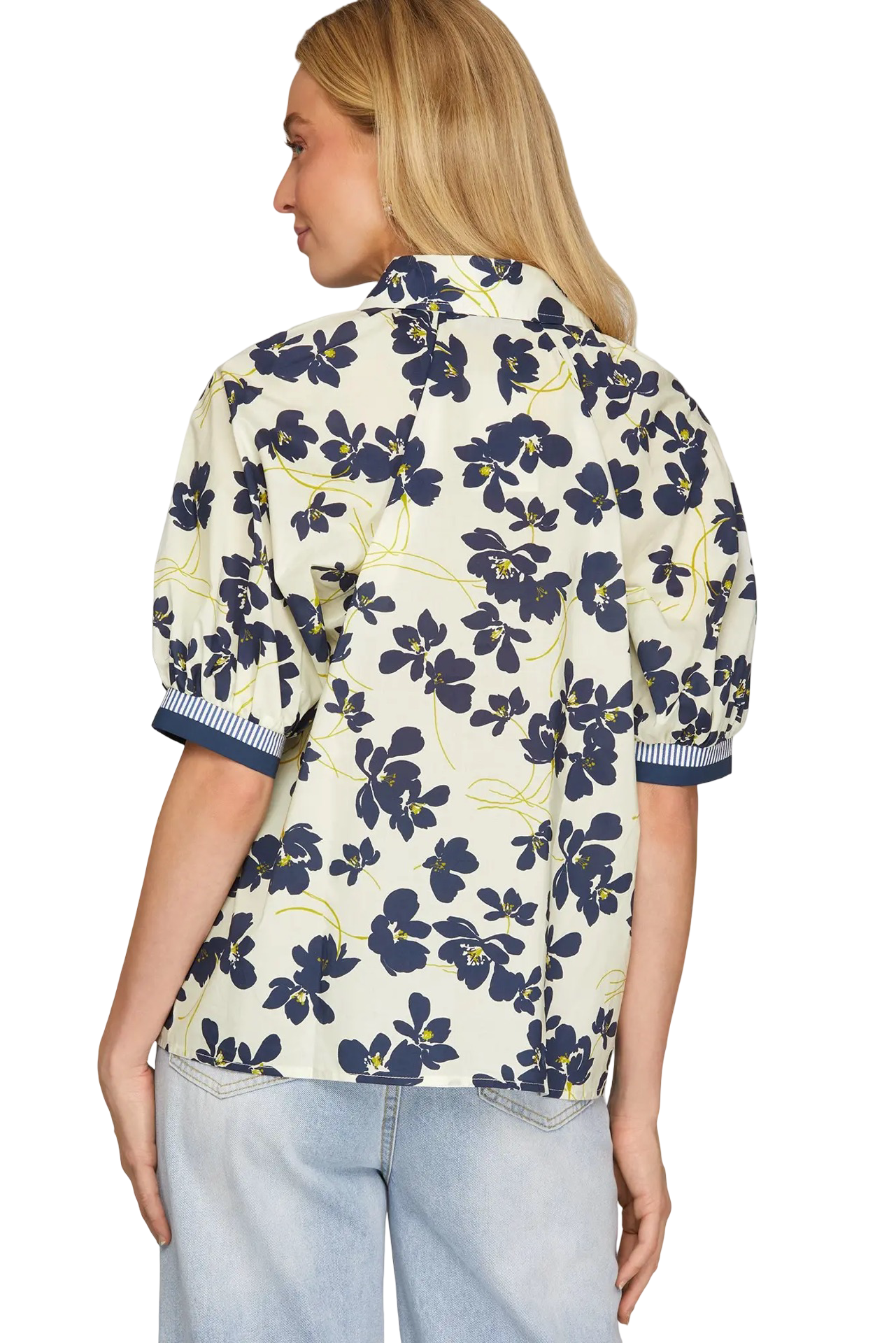 She+Sky 1/2 Sleeve Button Down Blouse Top