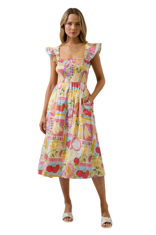 Sugarlips Urbina Smocked Midi Dress Farmers Market