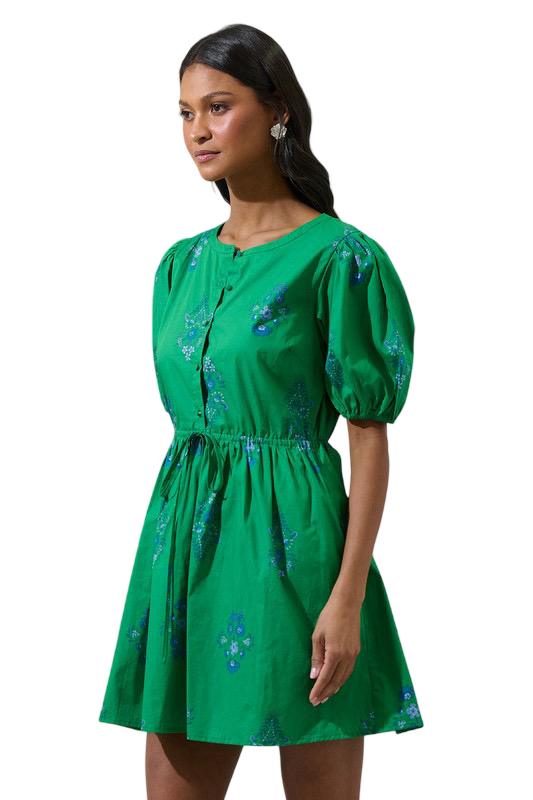 Sugarlips Halina Floral Alba Puff Sleeve Mini Dress