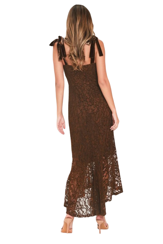 Flying Tomato Strapless Spaghetti Strap Lace Midi Dress