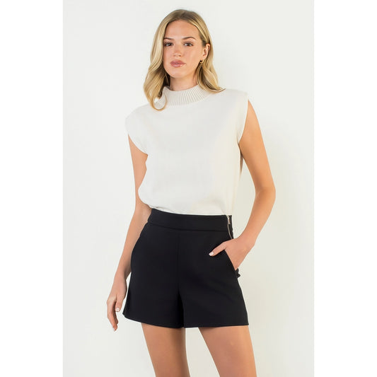 Apparel- THML Sleeveless Suede Mock Neck Top