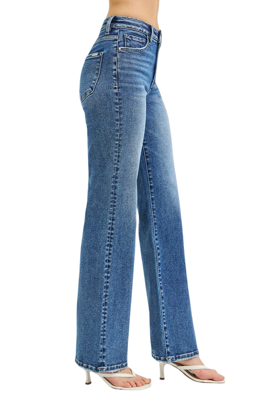 Risen High Rise Tummy Control Straight Leg Jeans