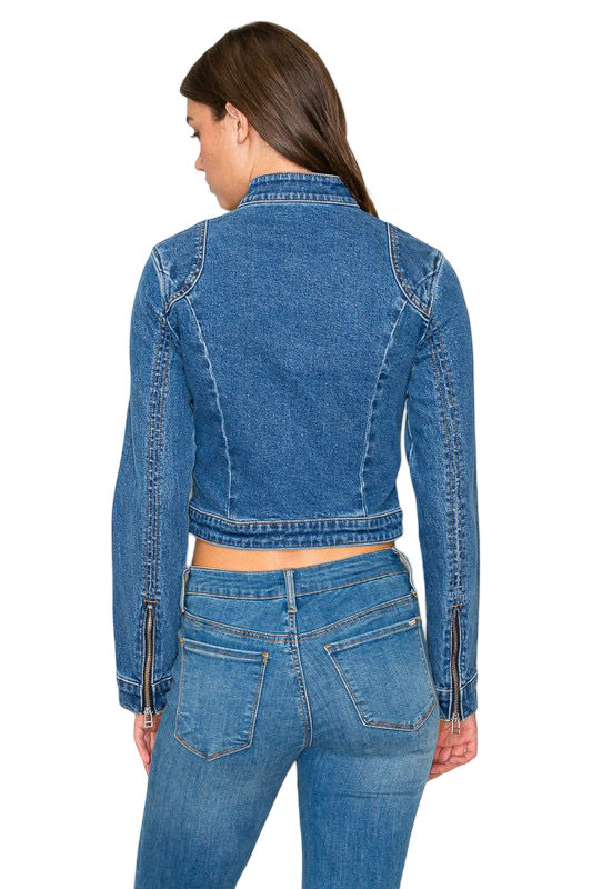 Apparel-Curds & Whey Denim Zip Pocket Biker Jacket