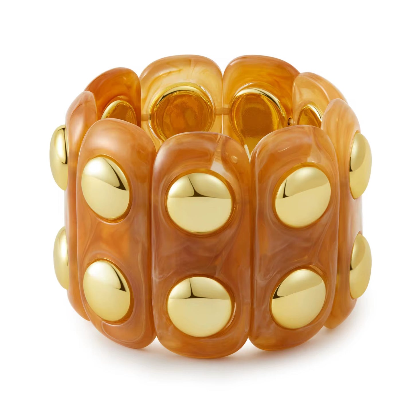 Bracelets- M&E Bling Retro Acrylic Geo Oval Stretch Bracelet