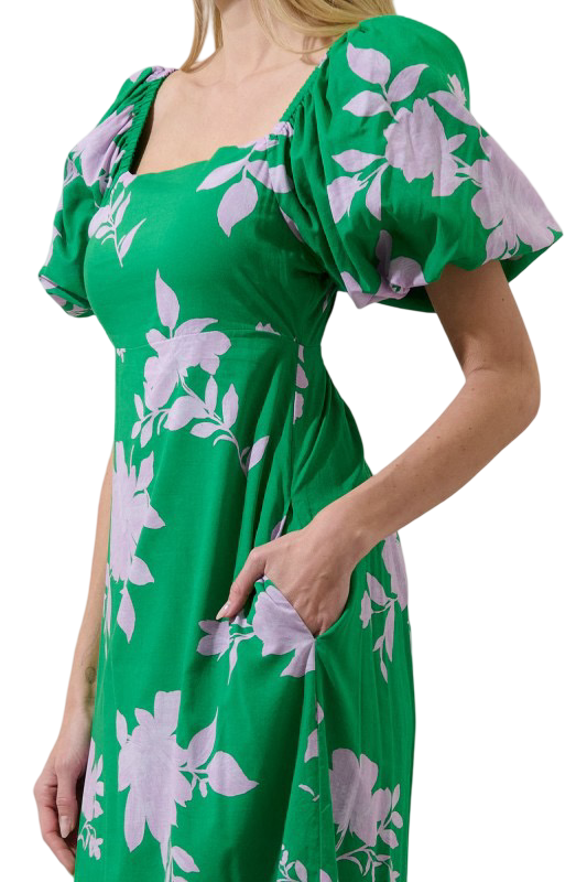 Sugarlips Zama Floral Puffed Sleeve Maxi Dress