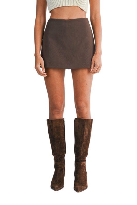Apparel- Mable Solid High Waist Mini Skirt Skort
