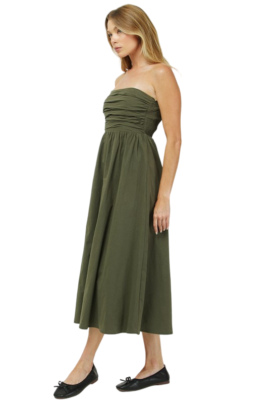 Needii Strapless Ruched Bodice Maxi Dress