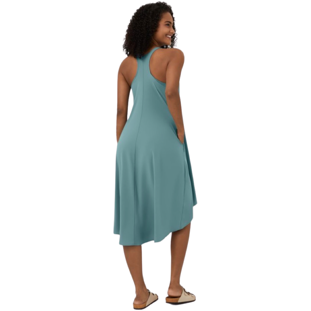 Apparel- Halara Breezeful* Backless Racerback Side Pocket High Low Midi  Dress