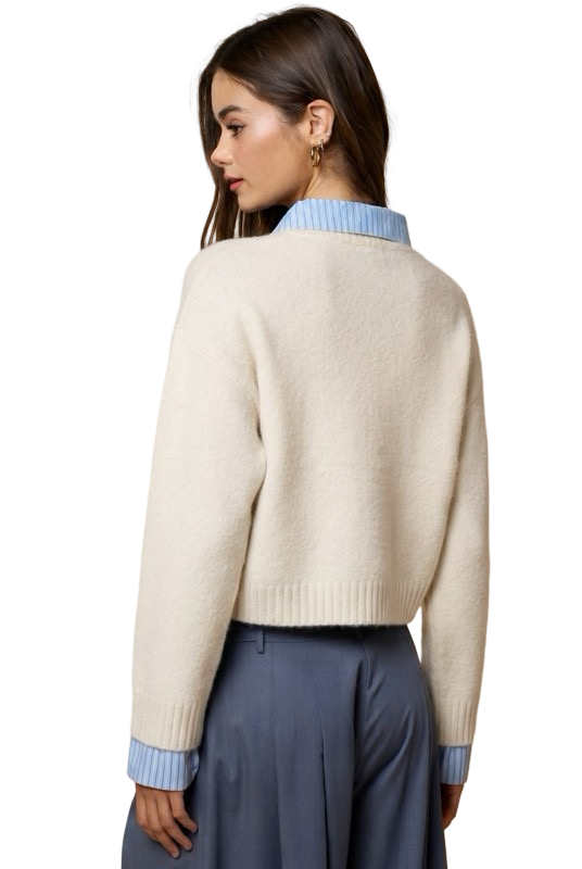 LALAVON Striped Button Down Sweater Cardigan Top