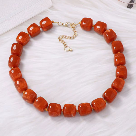 Necklaces- Square Beaded Resin Necklace
