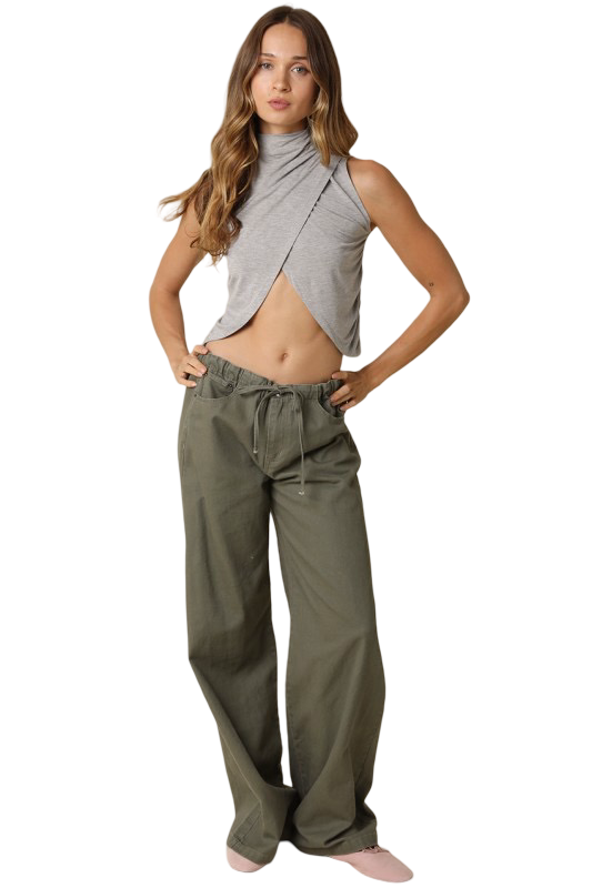 Olivaceous Sage Draped Tank Top