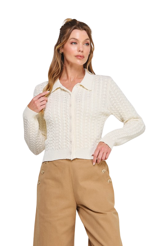 Apparel-Allie Rose Small Cable Knit Cardigan Top