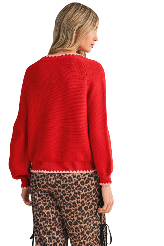 Apparel- En Merci Contrast Stitch Long Sleeve Sweater Top