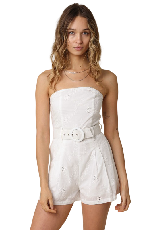 Olivaceous Kaya Strapless Belted Romper