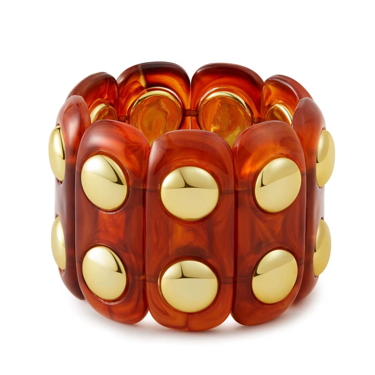 Bracelets- M&E Bling Retro Acrylic Geo Oval Stretch Bracelet