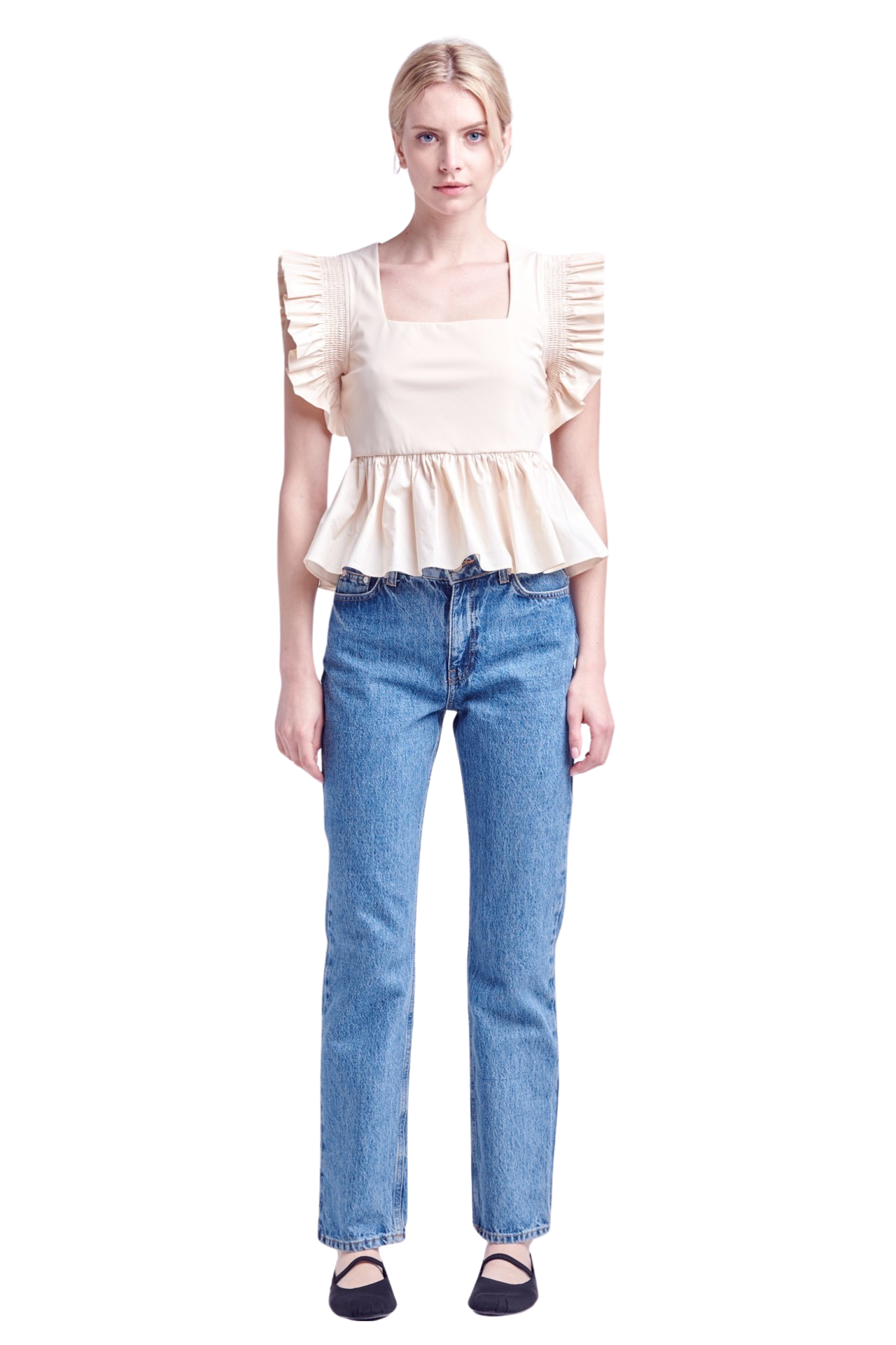 Apparel- English Factory Square Neckline Ruffled Top