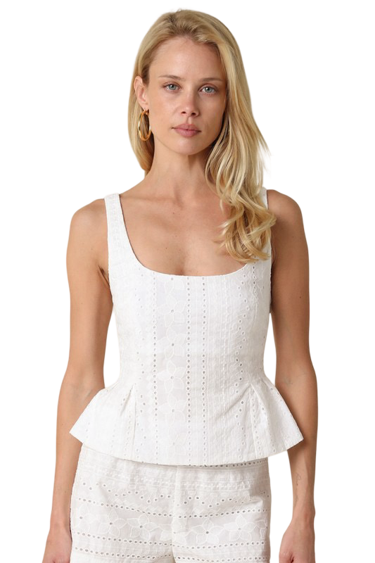 Olivaceous Marsha Textured Smocked Back Peplum Top