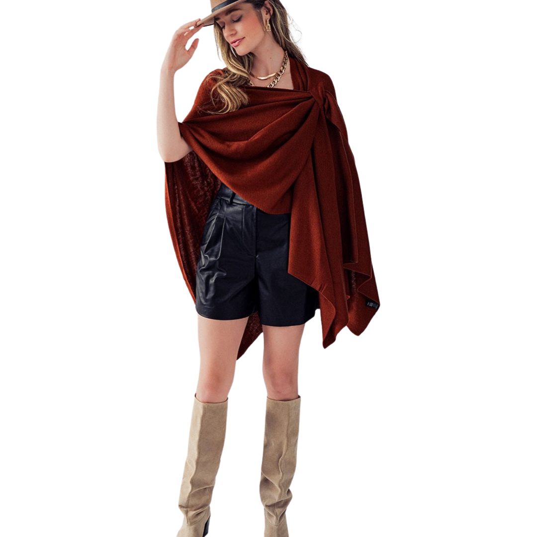 Apparel- Trend Notes Shoulder Strap Wrap Aryana Cape