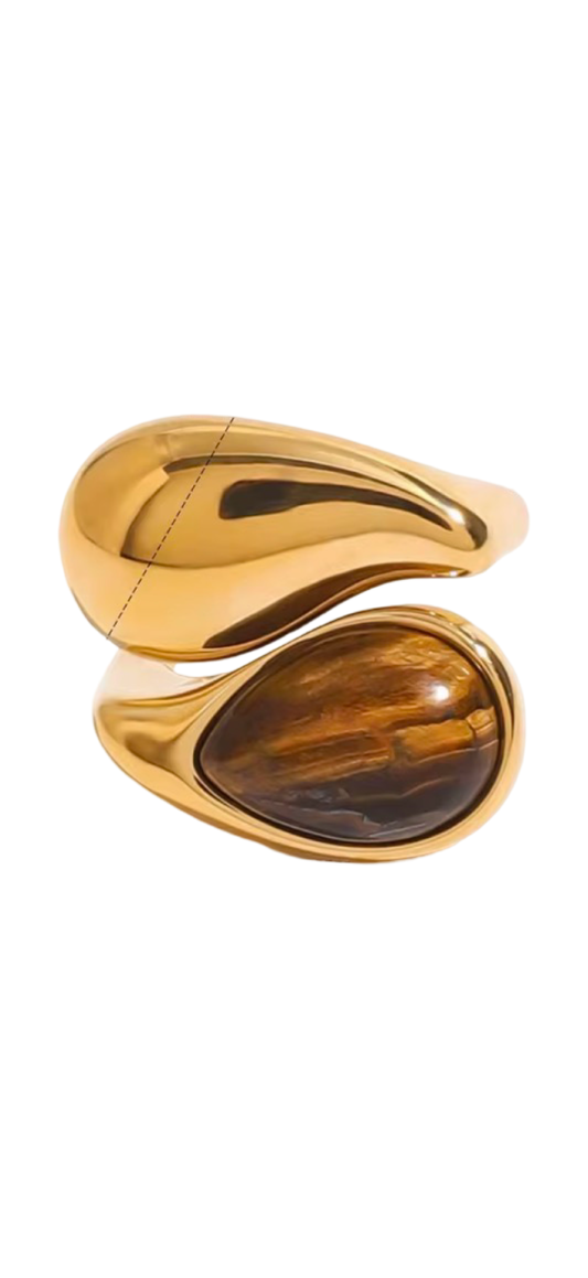 Rings- M&E Bling 18k Gold Plated Tigers Eye  Ring